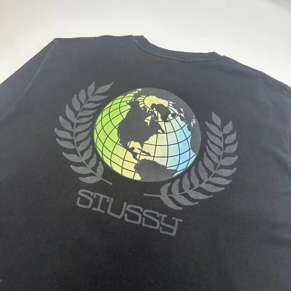 Stussy Globe Graphic Longsleeve Shirt L - Picture 4 of 5